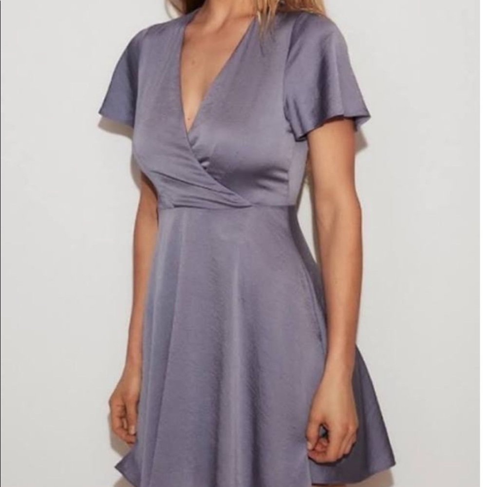 Euc Express Surplice Satin Dress